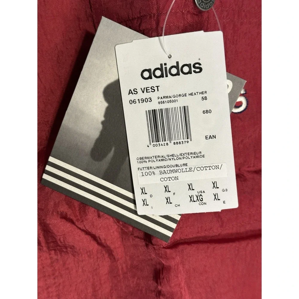 Vintage Adidas AS Vest XL Red Blue Y2K Nylon Utility Vest Deadstock NWT